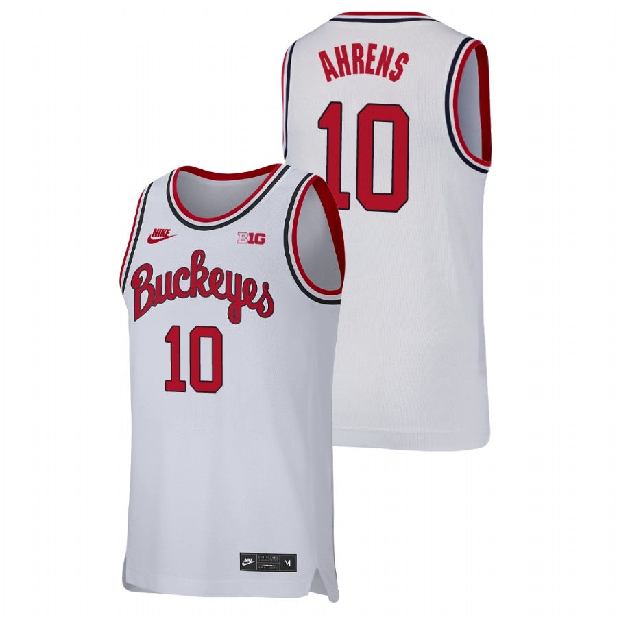 Ohio State Buckeyes Men's NCAA Justin Ahrens #10 White Replica Nike College Basketball Jersey TDE4549YN